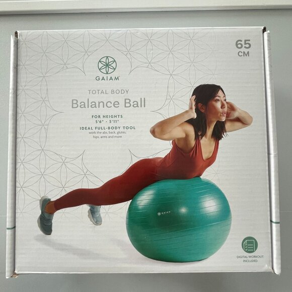 GAIAM Total Body Balance Ball Kit for Heights  5'6" to 5'11" Green New - Picture 1 of 3